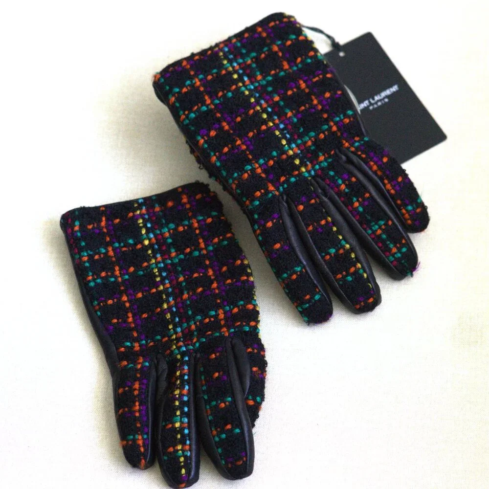 Saint Laurent Gants Carreaux Pixel Gloves - Picture 7 of 8